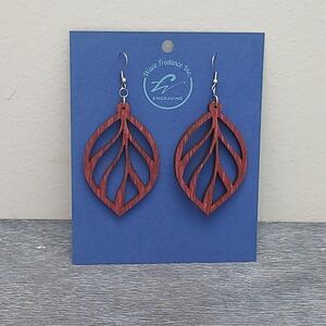 NEW Beautiful Merlot Leaf Laser Cut Earrings With Stainless Steel Hooks